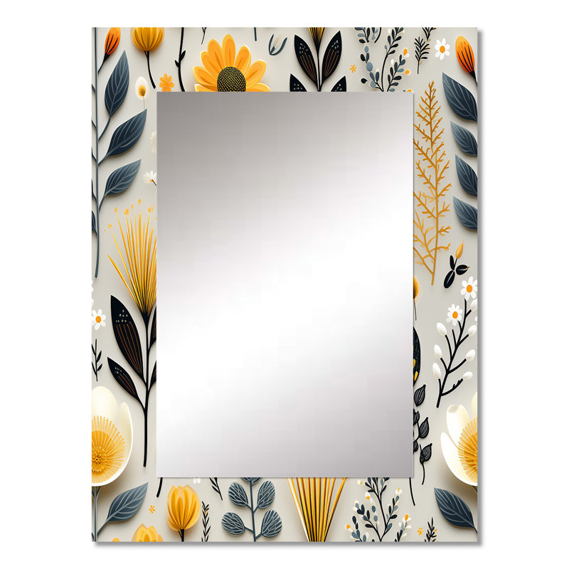 Dewan Nature's Exquis Floral Collage - miroir décoratif floral, miroir mural floral, impression d'art en métal, 32 po x 24 po