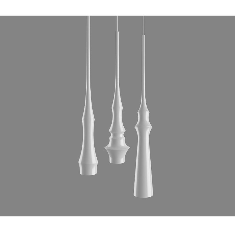 Luminaire suspendu linéaire à 3 lumières pour îlot de cuisine Slend, Blanc mat, Blanc mat