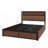 Brown Wooden Platform Bed Frame with Raised Pattern, Multi Storage Drawers and Bedside Socket