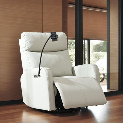 ??270° Swivel Power Recliner – PU Leather – Overstuffed Cushions – USB Charging – 330LB Capacity?