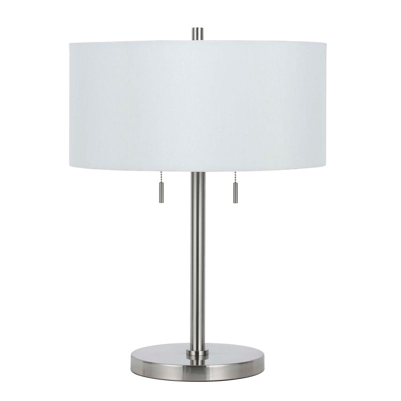 Lampe de table métallique 23,5 po Morganti, Argent, Blanc