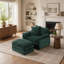 Fauteuil d'appoint moderne avec repose-pieds, fauteuil en chenille pour la lecture au salon et dans la chambre-2076264698