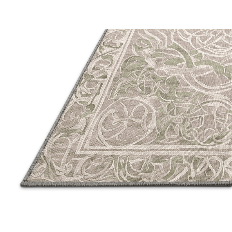 Tapis gris lavable à la machine, Carré 5 pi