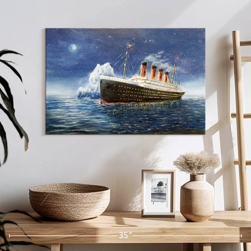 Aletra Titanic naviguant la nuit, H 16 po x l 24 po