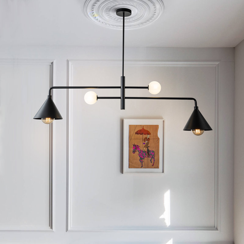 4 - Light Gold Kitchen Island Pendant, Black