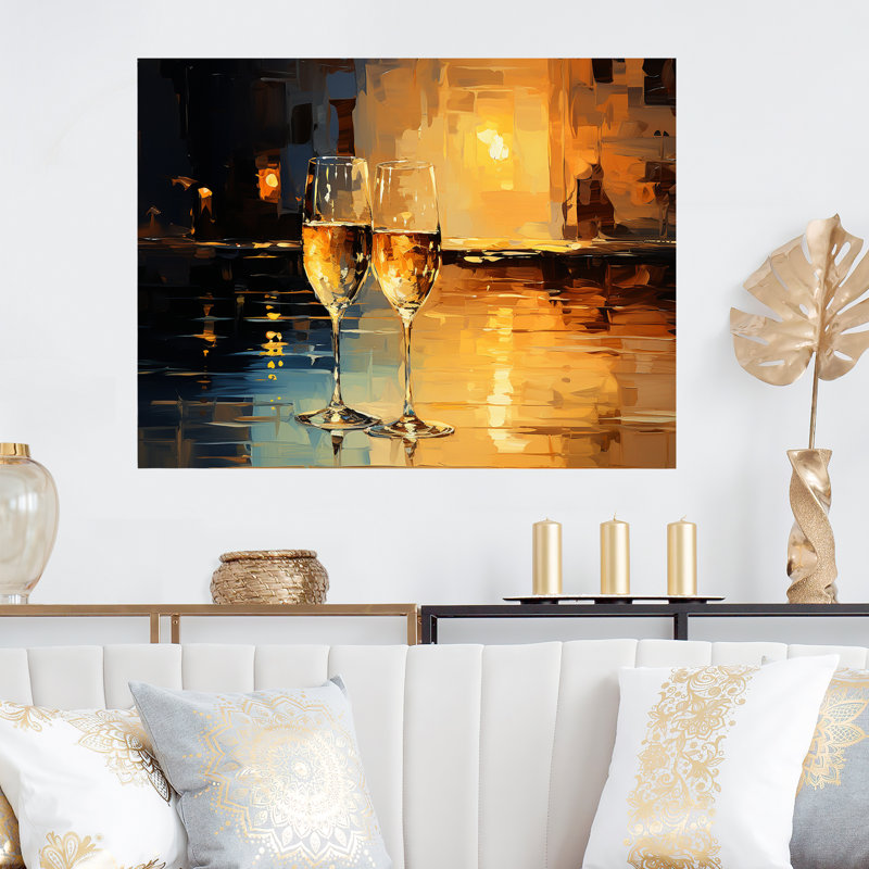 Verre champagne Fizz I - Champagne, art mural en métal, H 12 po x l 20 po x P 1 po
