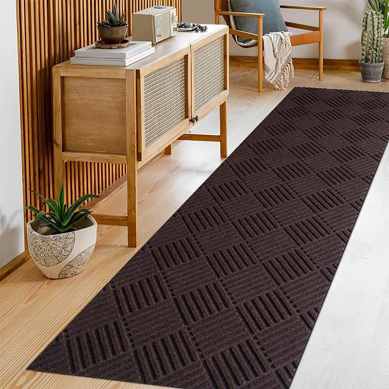 Custom Size Brown Indoor Non-Slip Runner Rug for Kitchen Hallway, Runner 4' x 23'