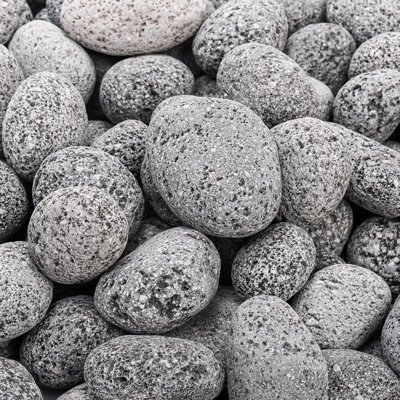Lava Rocks For Fire Pit, 1''-2'' Black Tumbled Natural Lava Stones, Smooth Lava Pebbles For Natural Gas, Fireplace, Propane, Wood, Electrical Firepits & Grills