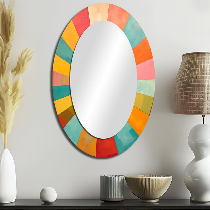 Miroir mural coloré Mid-Century optique Serenade II - Mid-Century, 36 po x 24 po