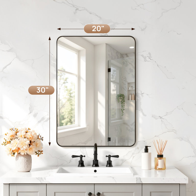 Miroir de salle de bain à DEL l 20 po x H 30 po - antibuée, lumière à intensité variable, capteur tactile, fixation murale horizontale / verticale