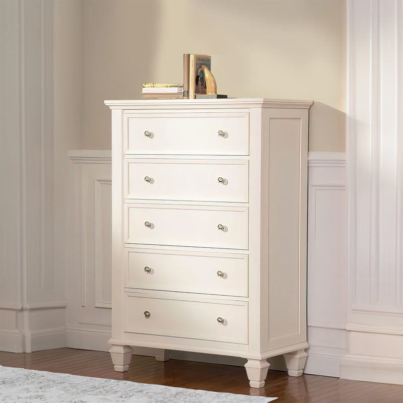 Commode 5 tiroirs Dangerfield, Blanc