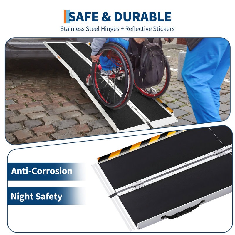 Interior Portable Ramp Qeetex Portable Wheelchair Ramp, Folding Aluminum Ramp for Steps ...
