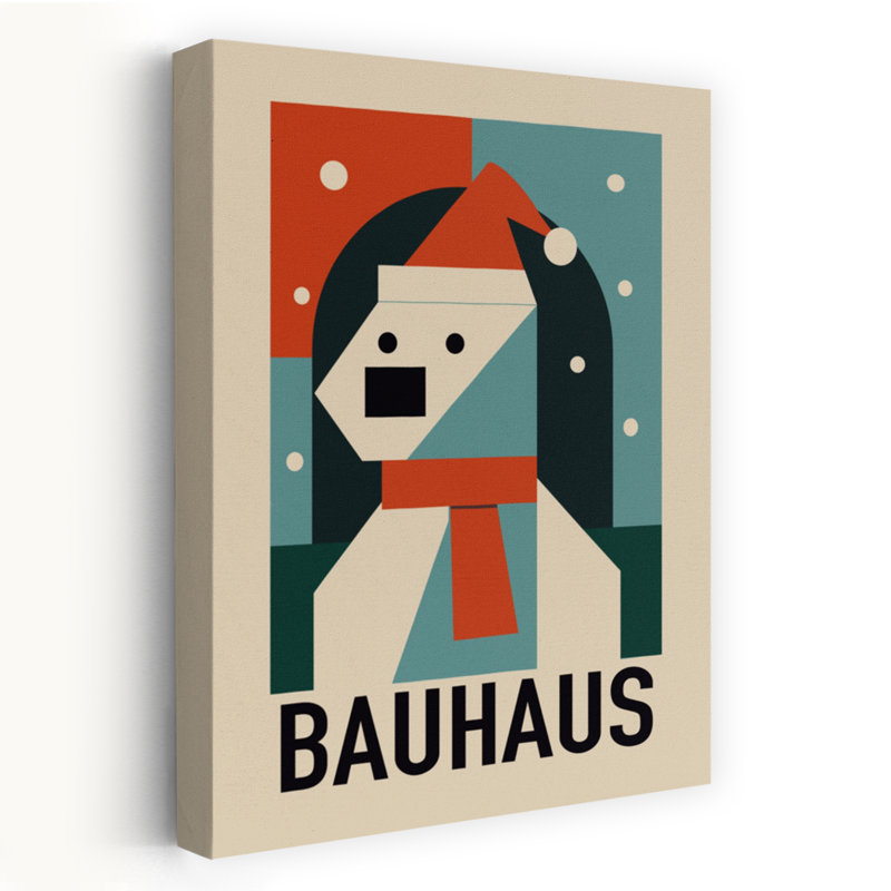 «Bauhaus Christmas Bear», reproduction géométrique abstraite d'un paysage d'hiver, 24" H x 16" W