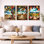 «Vineyard Horizon in Italy - Red Vineyard», art mural 3 panneaux