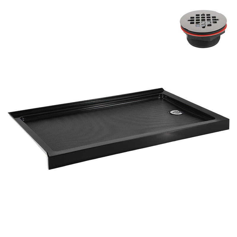 Streamline NT-2154-60BL-RH 60 in. x 36 in. Corner Acrylic Shower Base in Glossy Black with Right Hand Drain, ABS Drain Included