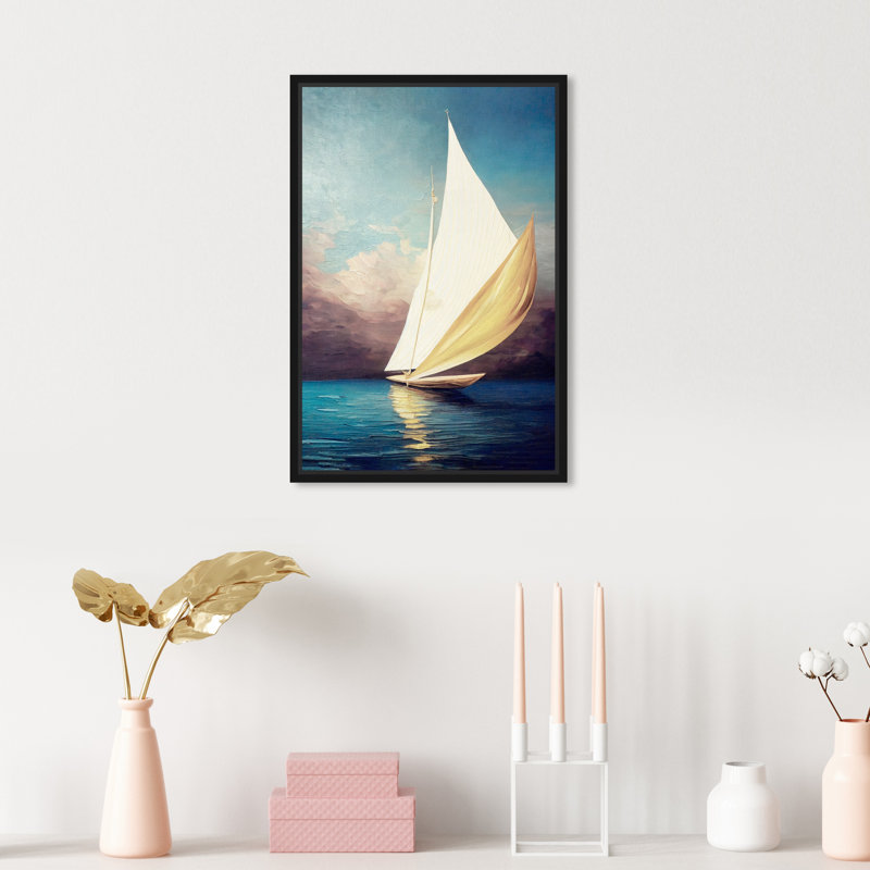 Voile dorée - Impression sur toile, Toile avec cadre flottant noir, H 16 po x l 11 po x P 1,8 po