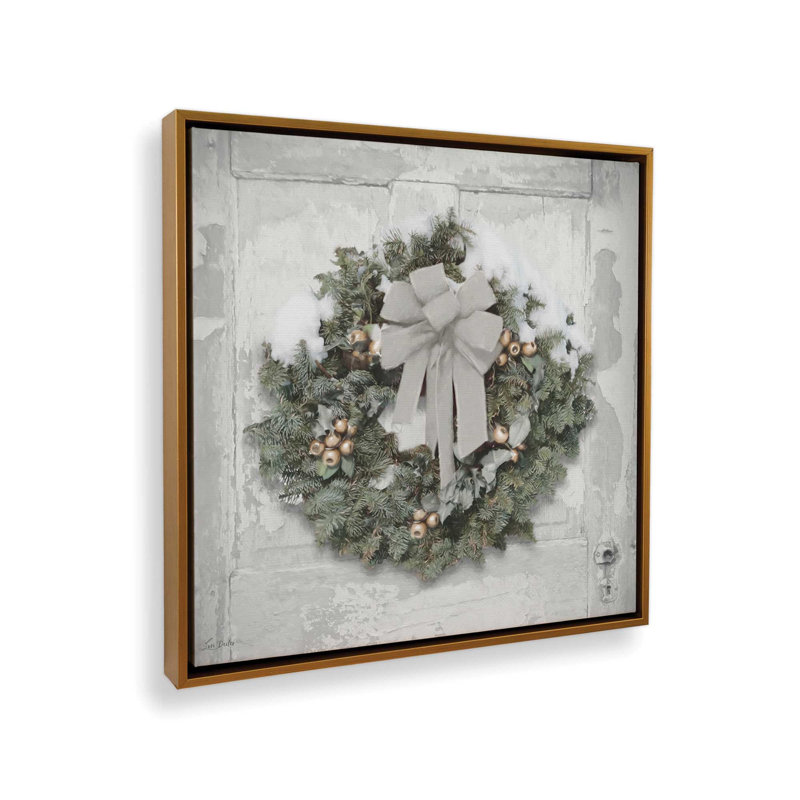 «Silver and Gold Wreath» par Lori Deiter, reproduction d'art, L 30 po x H 30 po, Doré, Toile avec cadre