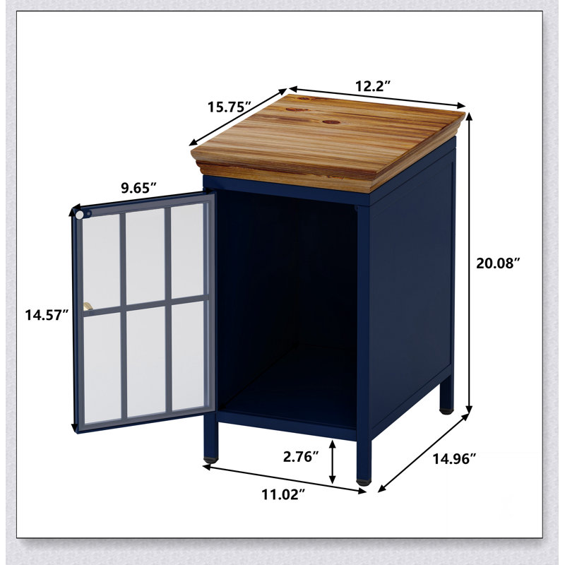 Nightstand with Storage Cabinet & Solid Wood Tabletop, Bedside Table, Sofa Side Coffee Table