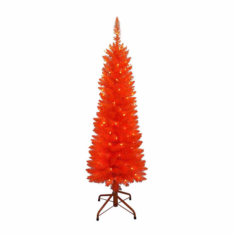 Arbre mince orange pré-éclairé Kurt Adler, 4'