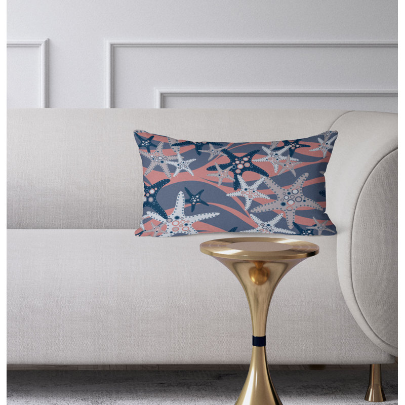 Starfish Sway  Rectangular Throw Pillow, Blue/Pink