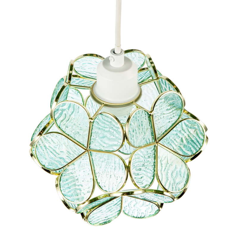17 cm H Round Glass Lamp Shade ( Slip-On ) in Teal