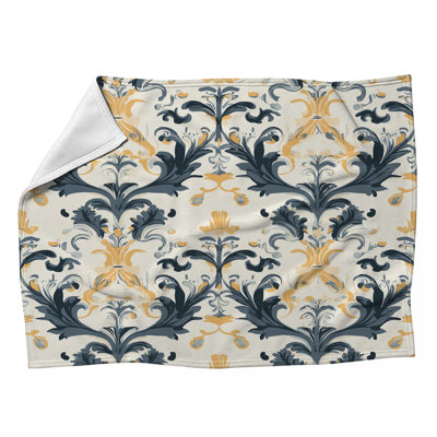 Baroque Pattern Fleece Throw Blanket - Home Throws for Sofas or Beds