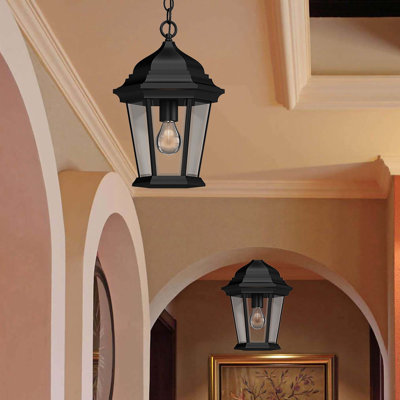Luminaire suspendu d'extérieur 1 lumière avec verre biseauté transparent 1 lumière