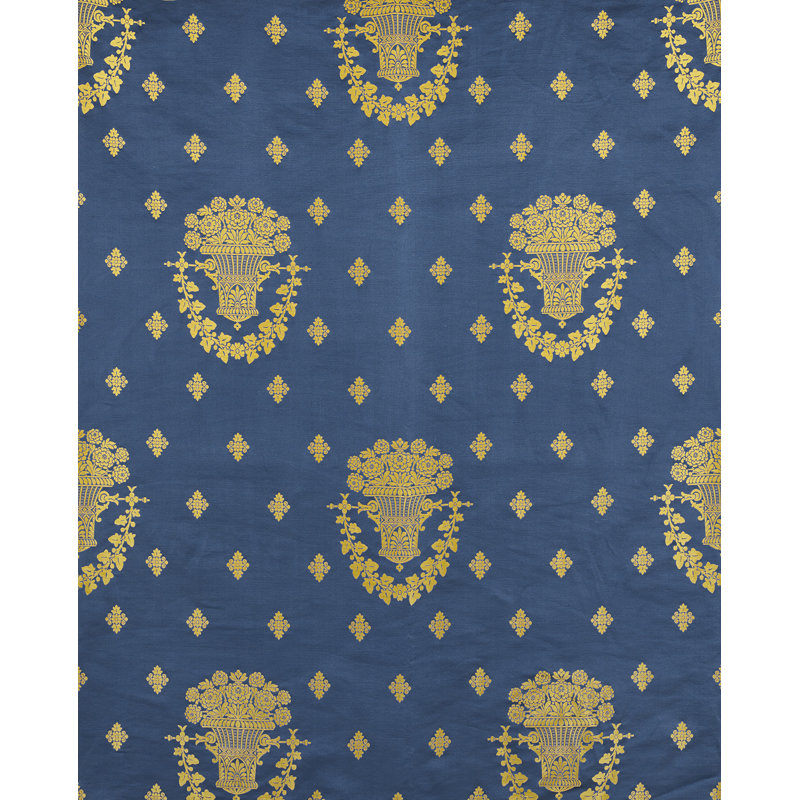 Blue Room Lampas Silk Fabric