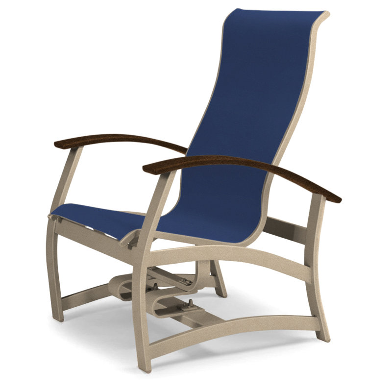 Belle Isle Outdoor Swivel Lounge Chair, Kona P10, Textured Beachwood, Navy 13D Sunbrella®