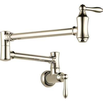 Traditional Polished Nickel Pot Filler Kitchen Faucet, Wall Mount Kitchen Faucet, Polished Nickel