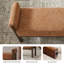 Banc moderne avec repose-pieds 51,8 po, structure en bois massif, chenille orange-1429305013