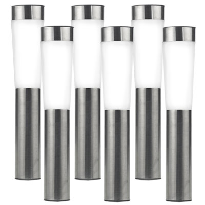 Alycia Silver Low Voltage Solar Powered Integrated LED Steel Pathway Lights Pack
