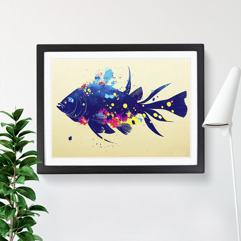 Fish Paint Splash Vol.6 Abstract - Single Picture Frame Print, Black Framed, 25cm H x 34cm W x 2cm D
