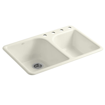 Executive Chef 33" L x 22" W Drop-In Kitchen Sink with 4 Faucet Holes
