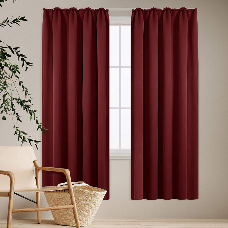 Deavin Blackout Curtain Pair, Width 140 x Drop 175cm, Dark Red