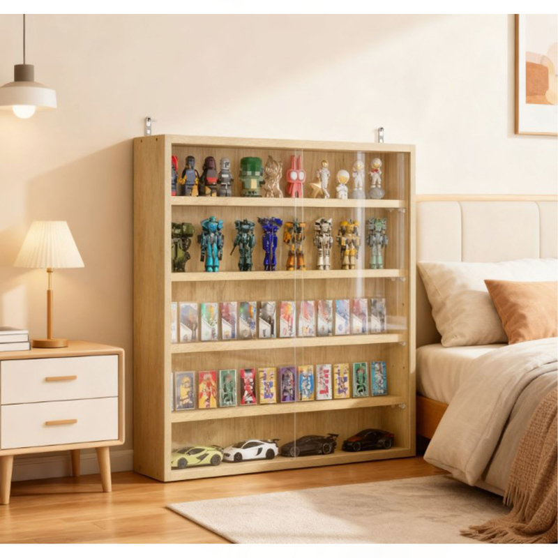 Vitrine pour objets de collection, porte transparente pour vitrine et tablettes réglables