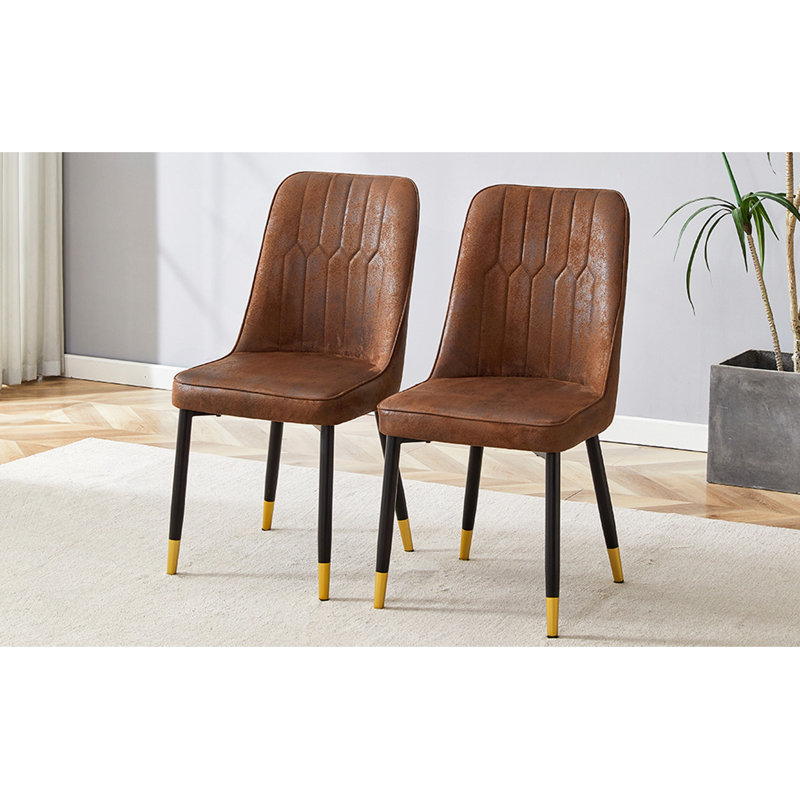 Ensemble de chaises de salle à manger en velours (ensemble de deux) pieds en métal noir, chaises de salle à manger, Brun