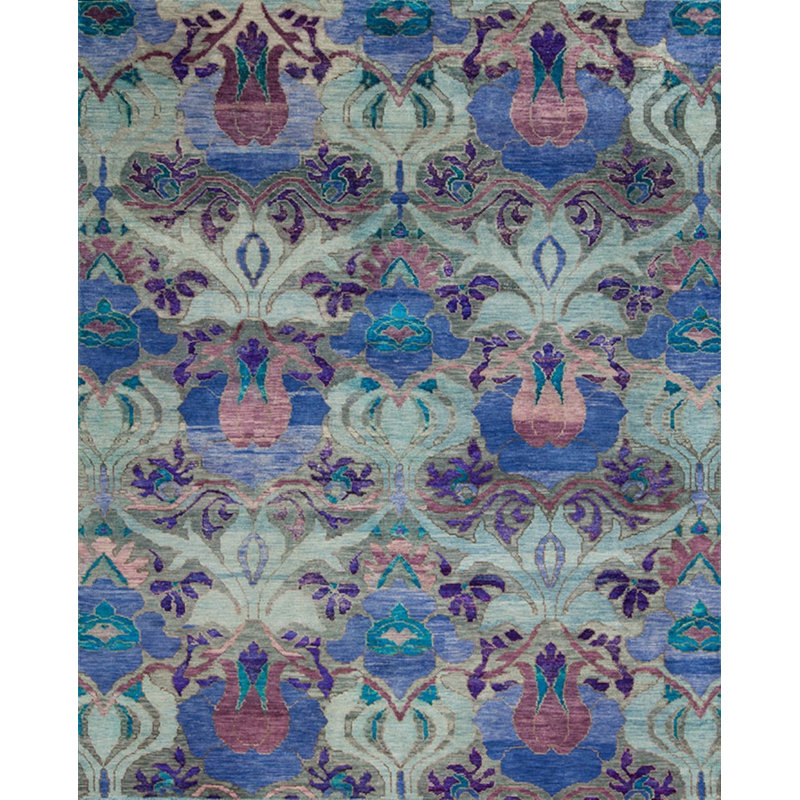 Seville Hand Knotted Area Rug in Blue/Violet/Green/Purple