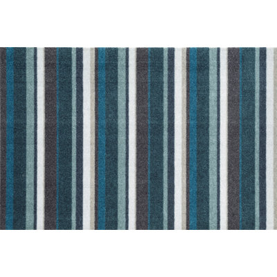Indigo Non-Slip Striped Indoor Doormat