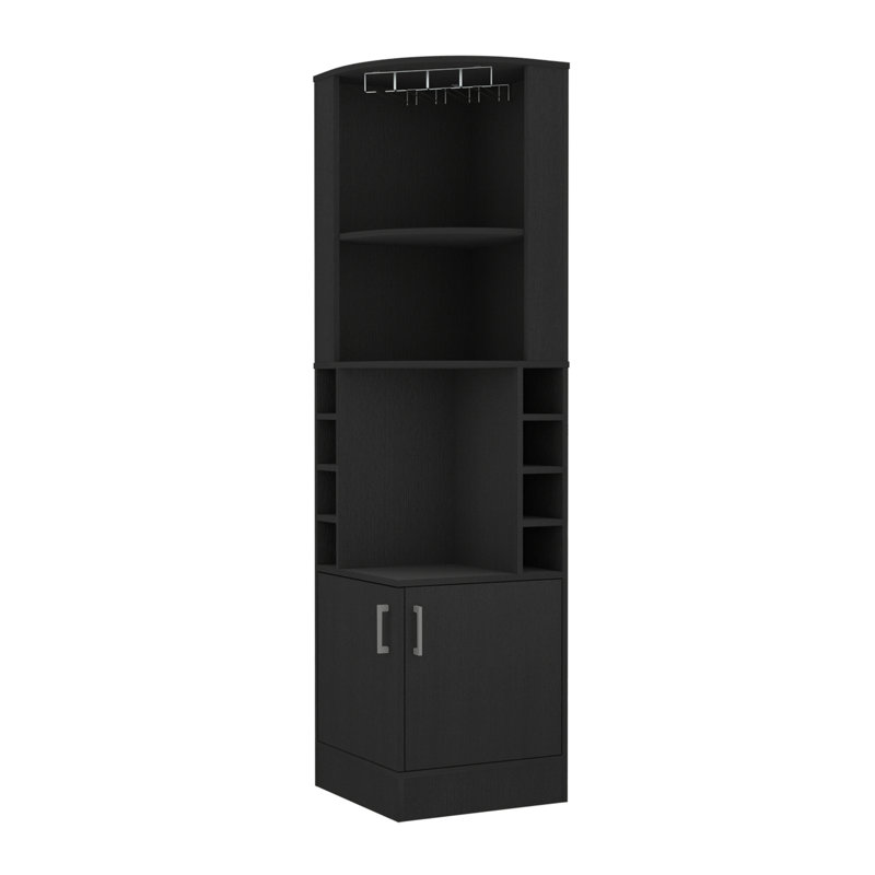 Modern Black 8 2-Shelf Bar Cabinet - Living Area Decor Option Feature Piece