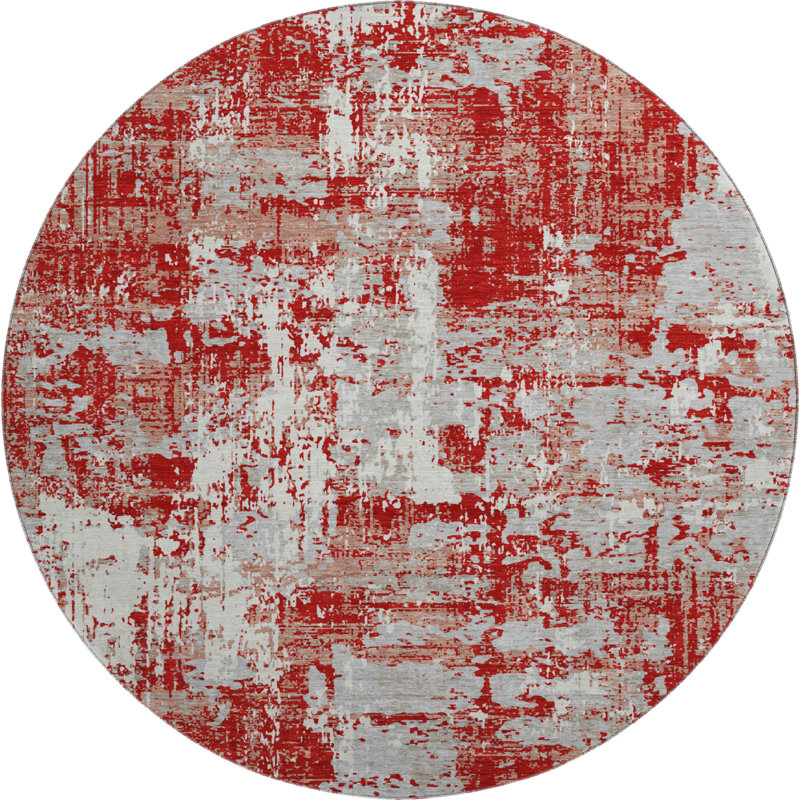Premium Machine Washable Mayfield AMF1008 Abstract Rug, Round 8'