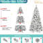 8ft Flocked Christmas Tree, 1445 Tips, 600 Warm White Led Lights, Snowy & Hard Needle Branches, Hinged Design, Heavy - Duty Metal Support