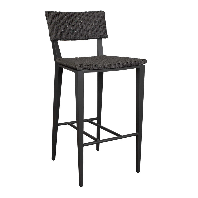 Coleston Outdoor Counter Stool, 30.5", Black, Black