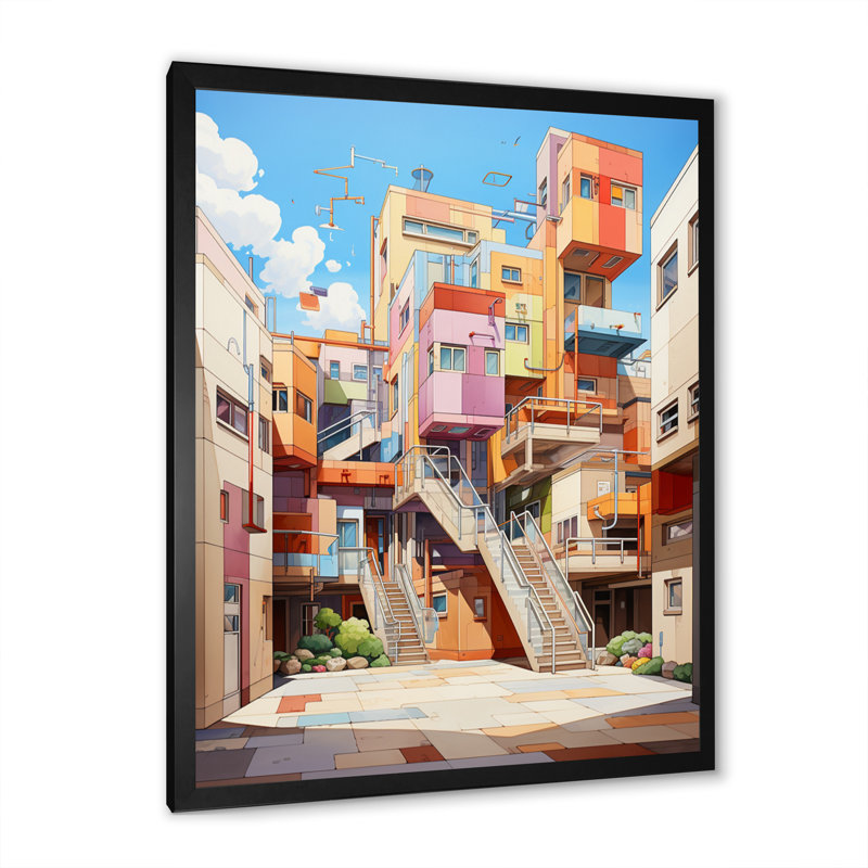 Architecture, bâtiment, savoir infini II, art mural de salon urbain, Cadre photo noir, H 40 po x l 30 po x P 1,5 po