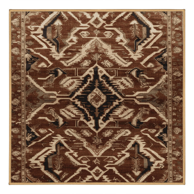 Tapis brun lavable à la machine, Carré 3 pi