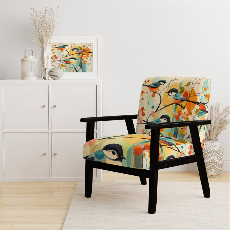 Chaise d'appoint Bird, Accoudoirs carrés noirs
