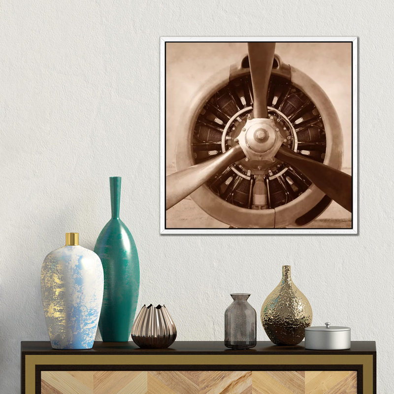 Aviation II - Print on Canvas, 45.72 cm H x 45.72 cm W, White Floater Framed