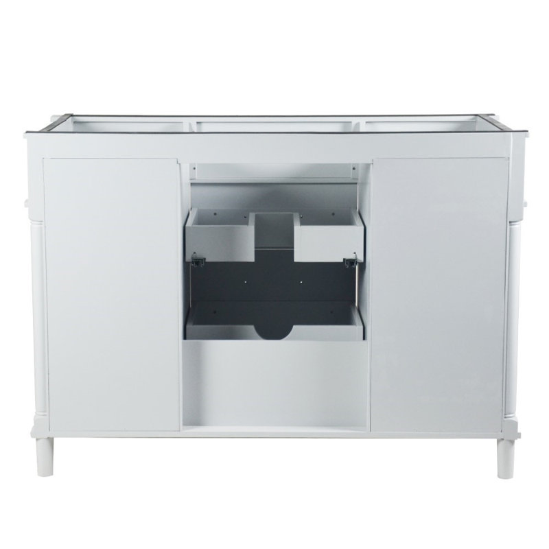 48” Single Vanity Set With White Carrara Marble Top and Mirror, White