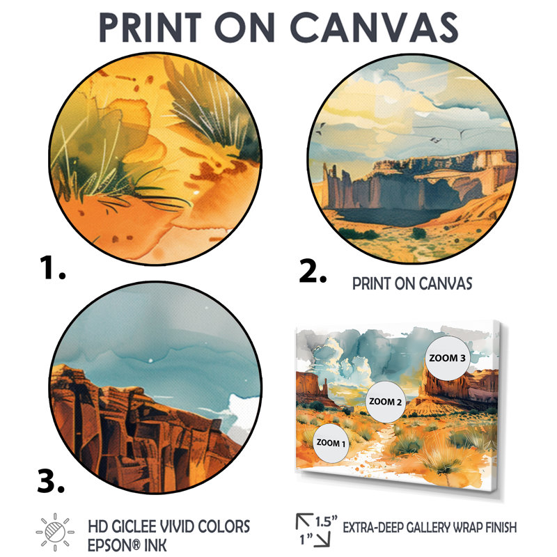 Marthella - Canyon, art mural sur toile, Toile avec cadre flottant noir, H 28 po x l 60 po x P 1,5 po