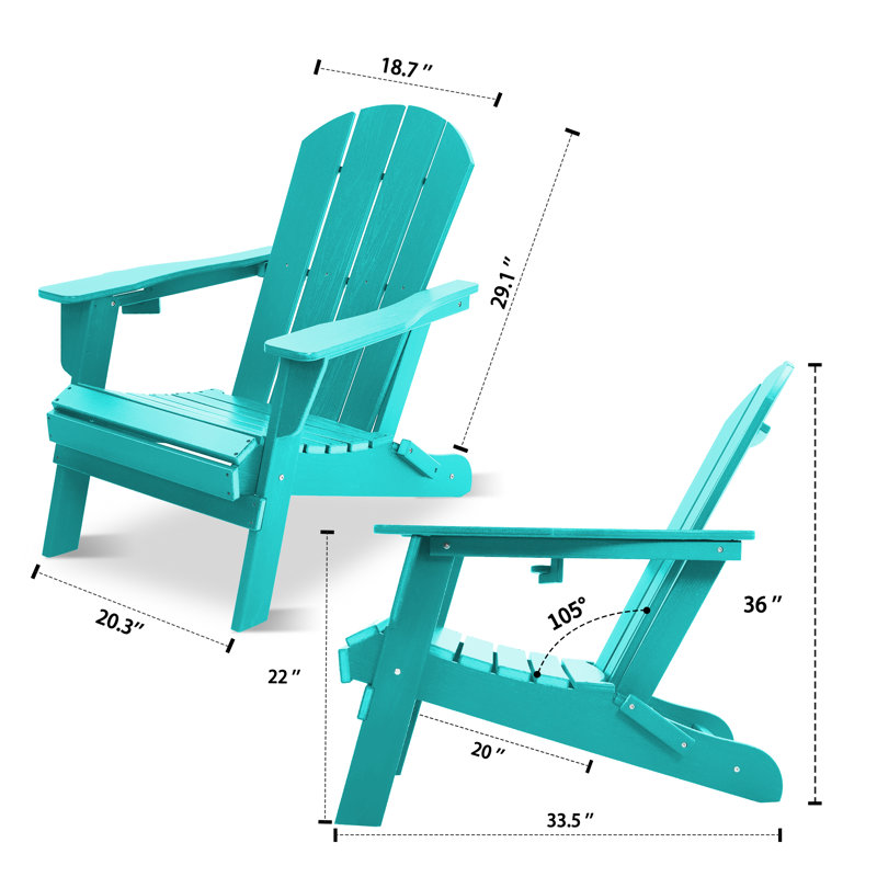 Folding Resin Adirondack Chairs (set Of 2), Blue